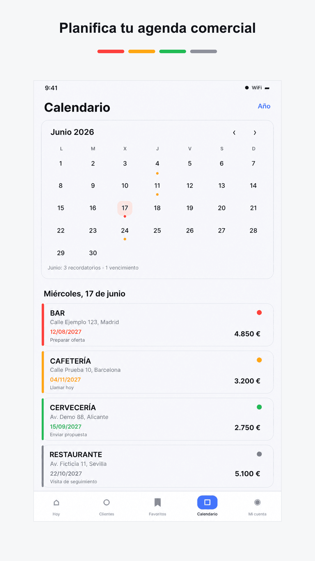 Agenda comercial